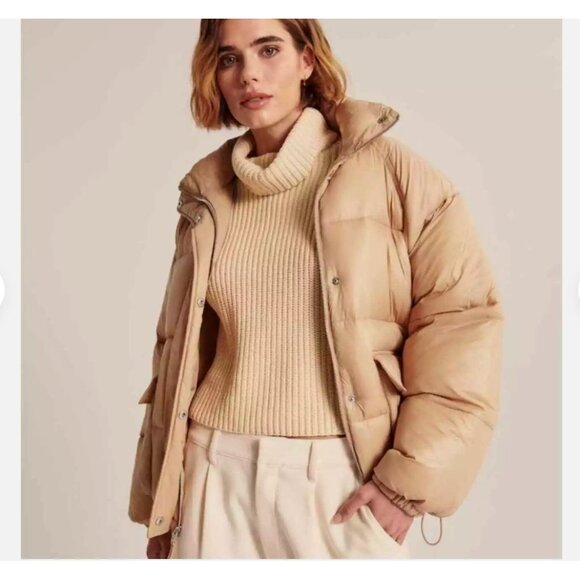 Abercrombie & Fitch Jackets & Blazers - Abercrombie & Fitch Oversized Utility Puffer Jacket Light Brown